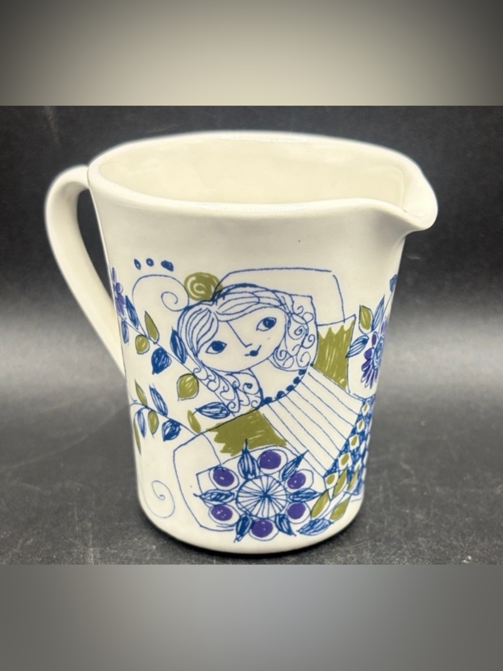 Figgjo Flint Norway Turi Design Lotte Ceramic Folk Art Style Lady Figure Creamer